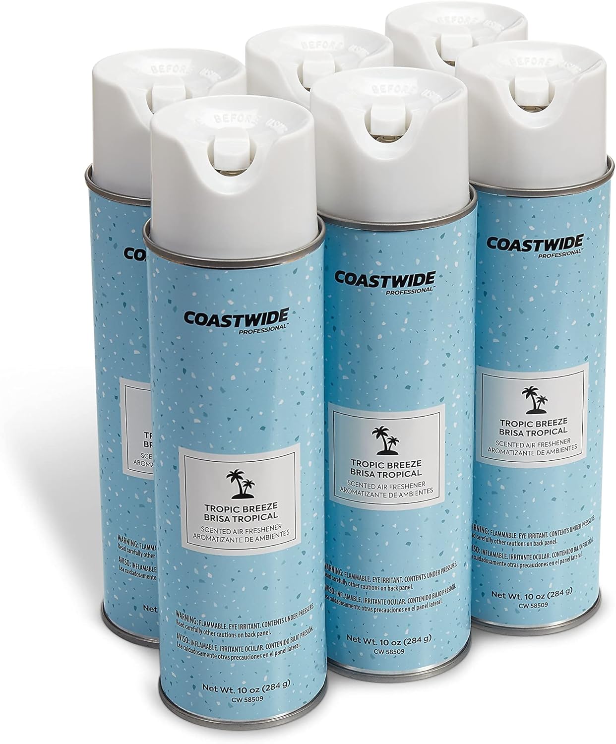 Staples Coastwide Tropic Breeze Dry Air Freshener, 10 oz Spray Cans, 6-Pack - Fresh Scent for Home & Office