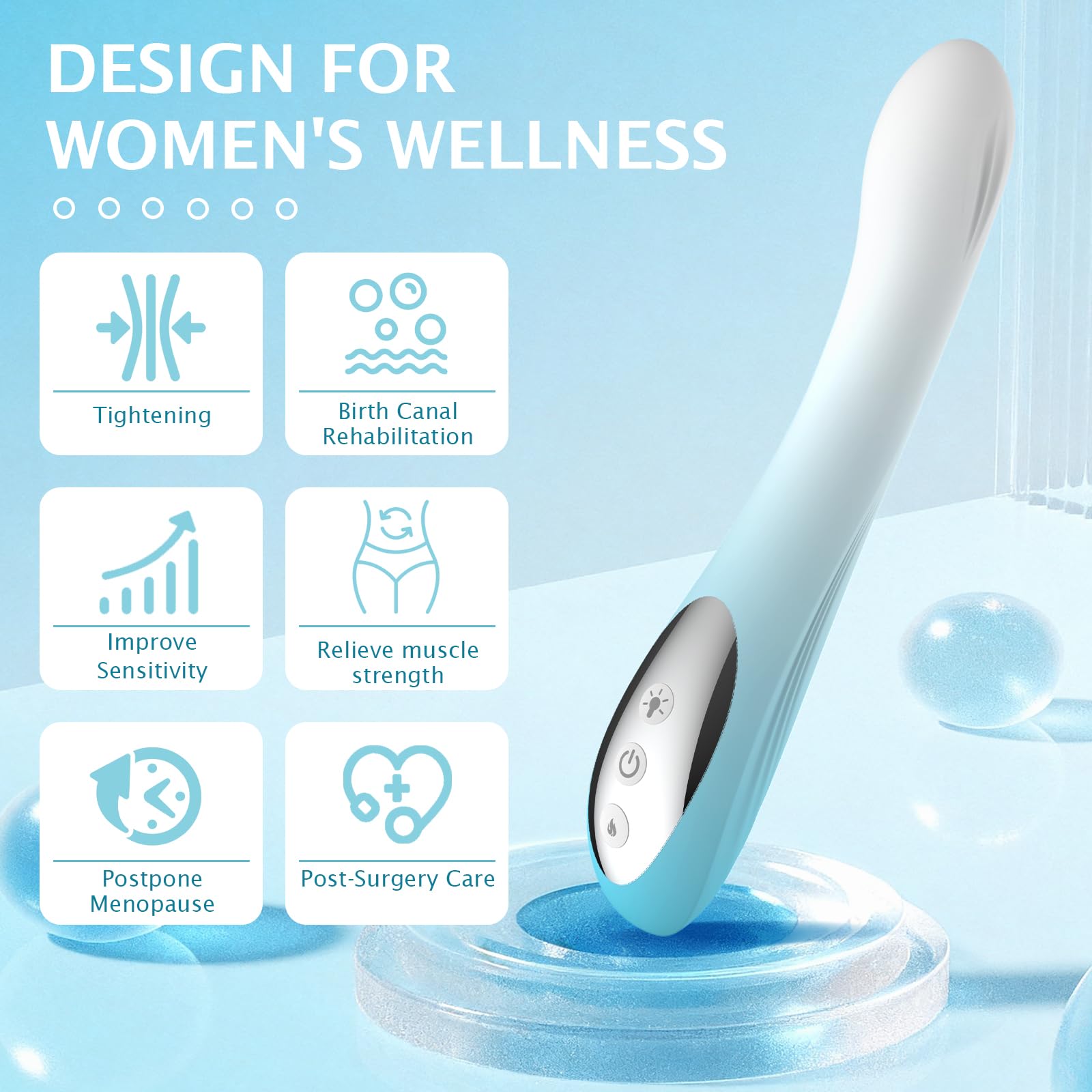 iKeener Rot & Blau Lichttherapie Gerät für Intime Feminine Pflege, 4 IN 1 Wärmetherapie, Vibration & Mikroströme für Feminine Erholung & Stärkung der Beckenbodenmuskulatur