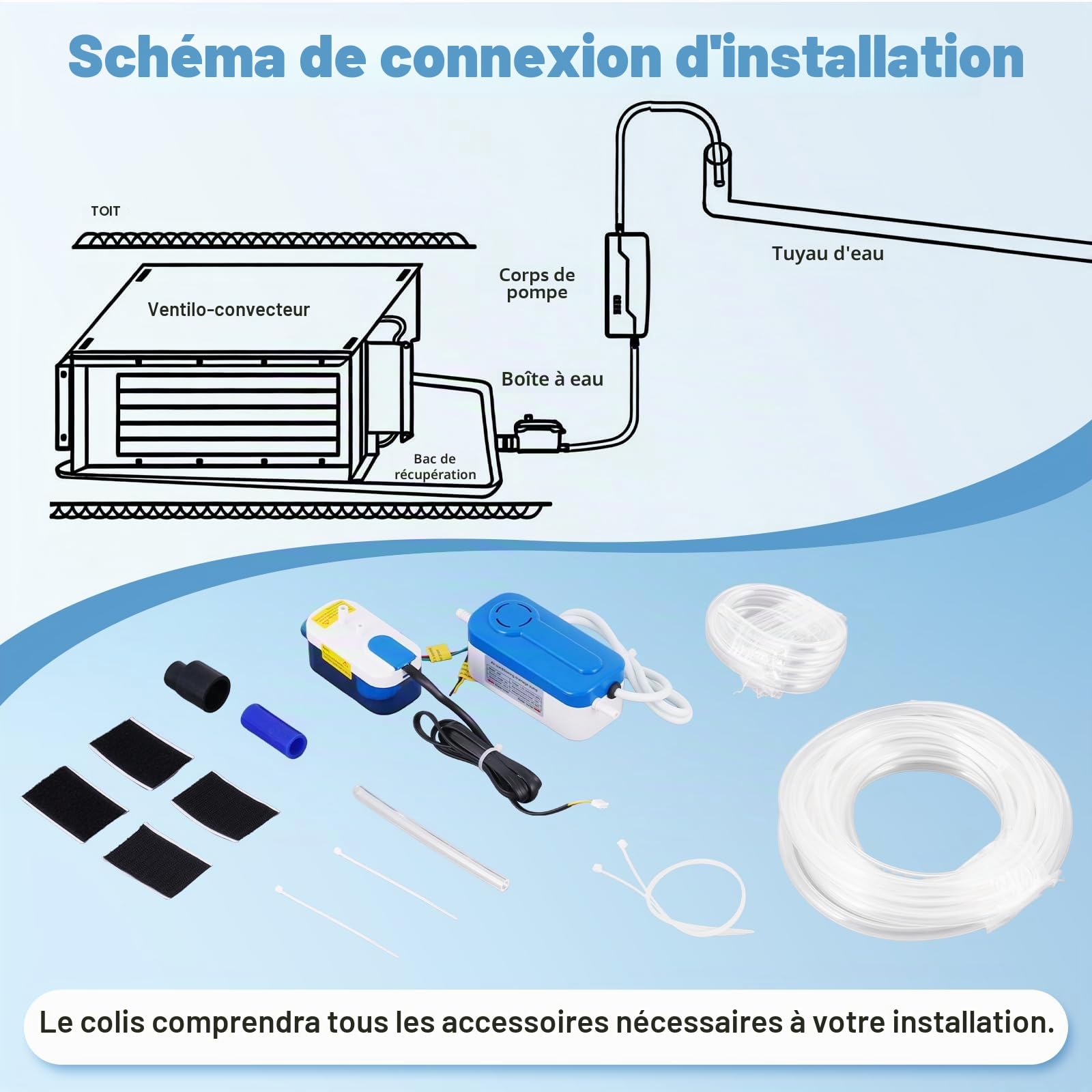 BAOSHISHAN Pompe à condensat 24L/H Mini pompe à condensat split avec une capacité d'eau de 60ML pour climatisation 5KW