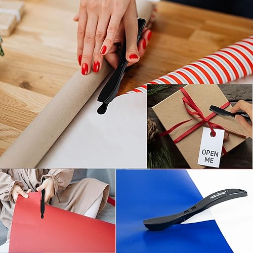 Miniatura 6 de NEWISHTOOL Cortador de papel de regalo, paquete de 3 cortadores de envoltura de regalo de Navidad, cortador de seguridad de hoja oculta, herramienta