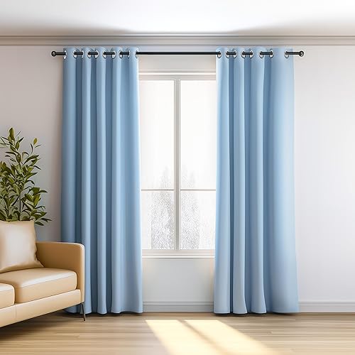 Miniatura 2 de Cortinas opacas con aislamiento térmico azul para oscurecer la habitación, 72 pulgadas de largo para sala de estar, cortinas con ojales de 42 x 72