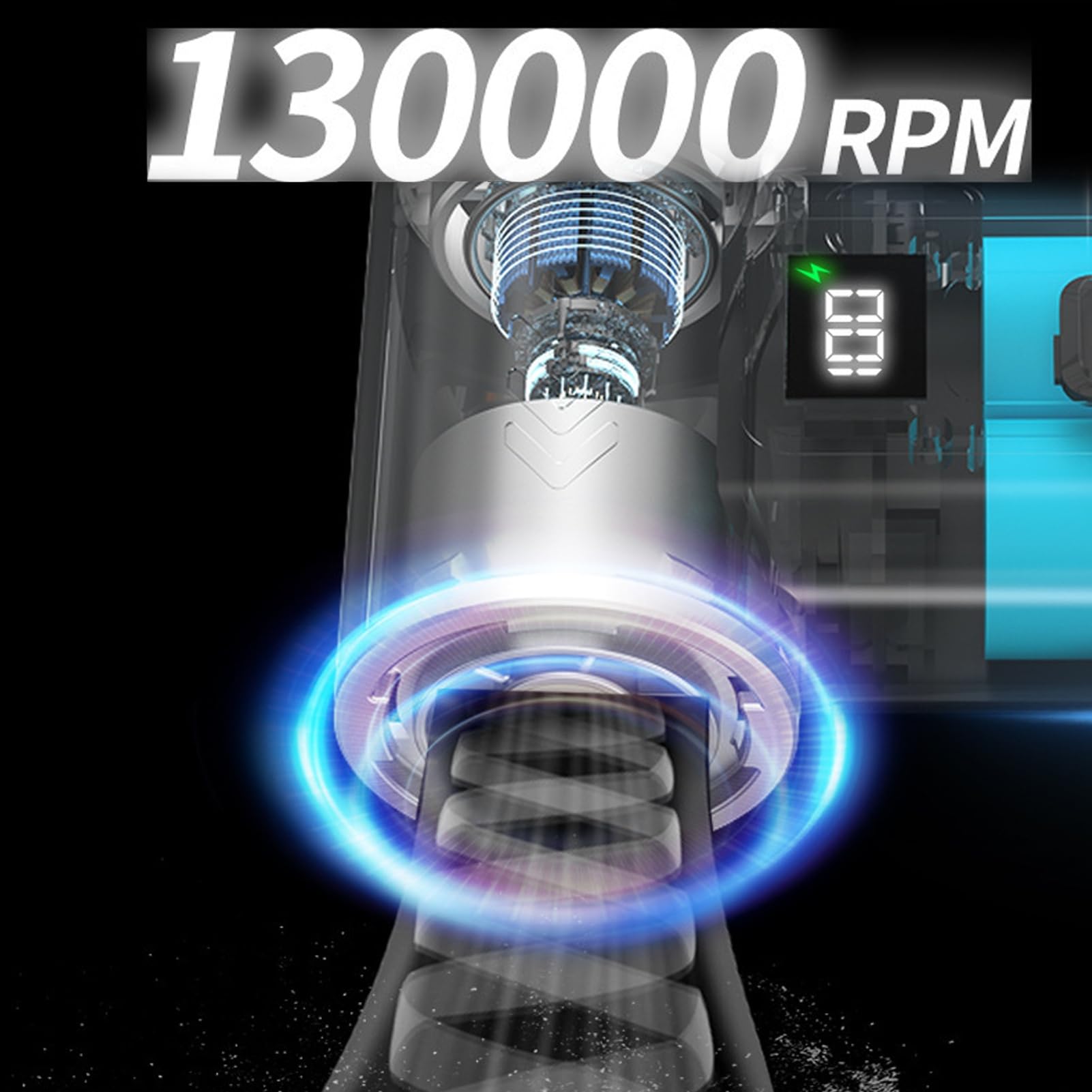 Plumero de Aire Eléctrico de 130000 RPM, 1 a 100 Engranajes Ajustables, Plumero de Aire Comprimido para Teclados, Computadoras, Automóviles Al Libre, Limpieza Potente Recargable