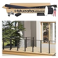 Vista 10 de Muzata Kit Completo de Barandilla de Cable Negro de 6'6"-13' Sistema de Barandilla de Cable de 36 Pulgadas para Cubiertas con Poste de Mano