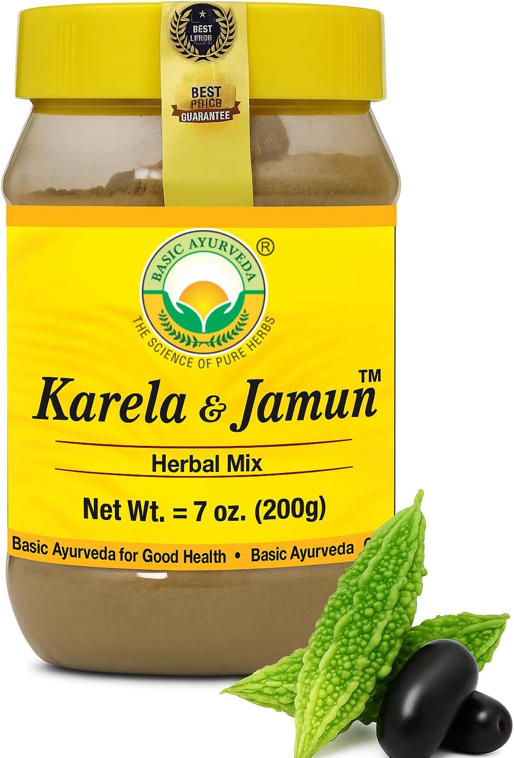 Basic Ayurveda Karela & Jamun Powder Mix | Bitter Gourd & Indian Blackberry | 7.05 Oz (200g)