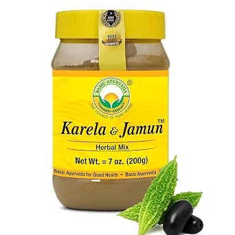 Basic Ayurveda Karela & Jamun Powder Mix | Bitter Gourd & Indian Blackberry | 7.05 Oz 200g
