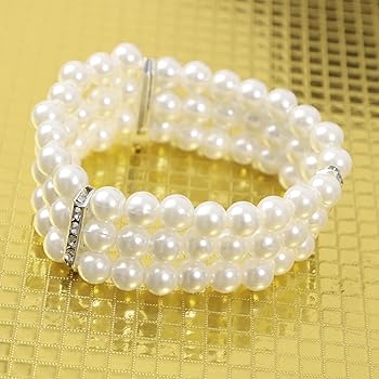 超美品　エステール　パール3連ブレスレット 楽天市場】3連マンテルパールブレスレット ☆ ブレスレット