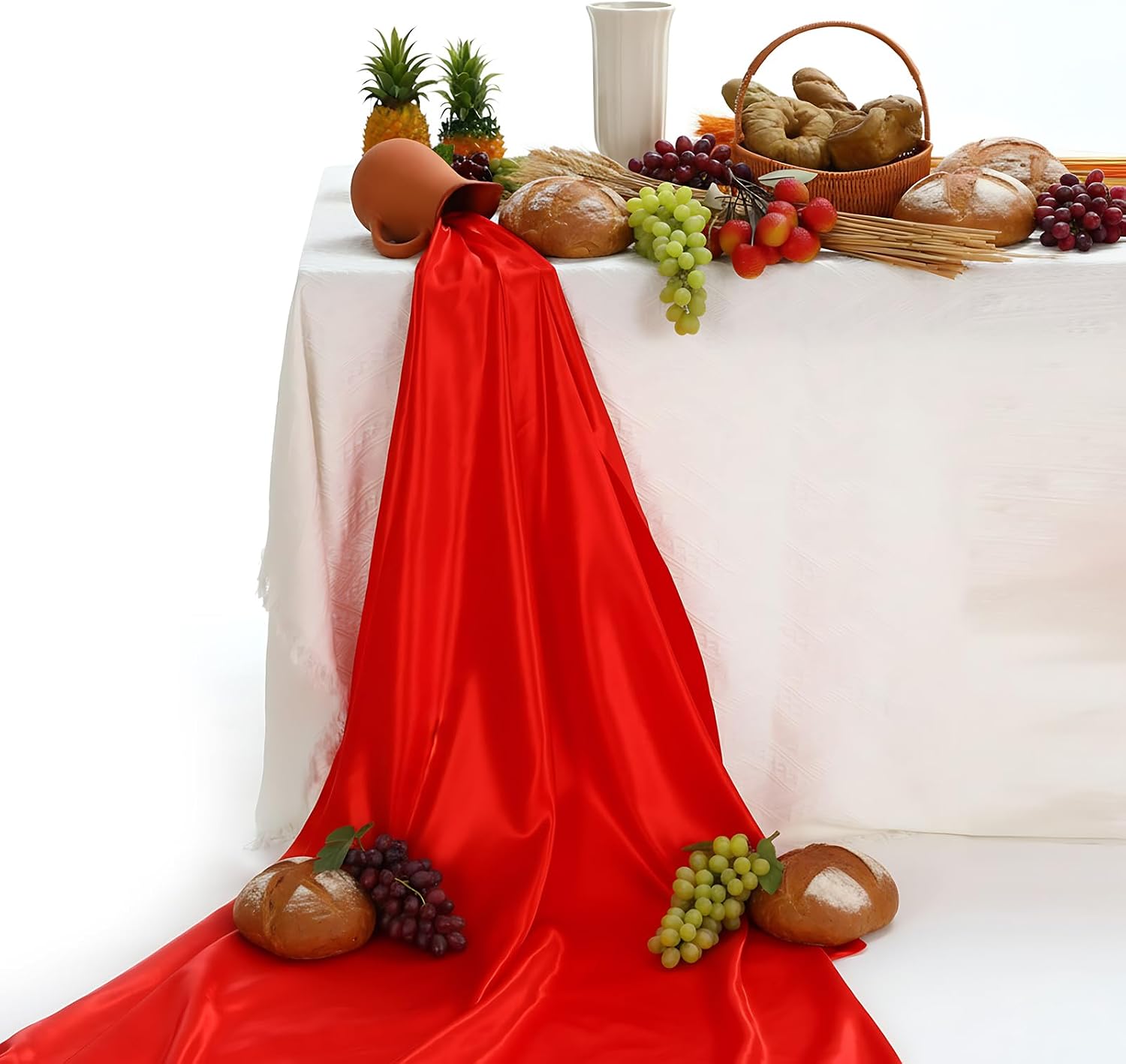 2 Pcs Communion Centerpieces for Tables First Communion Table Decorations Santa Ceia Decoration Eucharist Decor Clay Mugs Clay Cups with Red Cloths for DIY Church Santa Ceia Holy Supplies