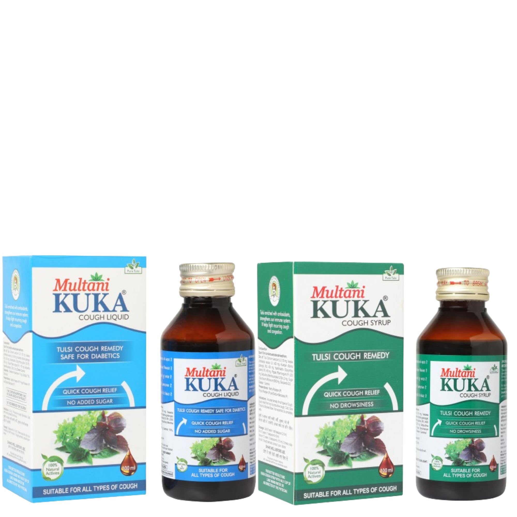 Multani Kuka Cough Syrup With Kuka Cough Liquid (Sugar Free), Get Ayurvedic Relief from Throat Issue, Chest Congestion, All Types Of cough & Cold,100 Ml Each-Combo Pack (B0BQJ4TTXB) Amazon Price History, Amazon Price Tracker