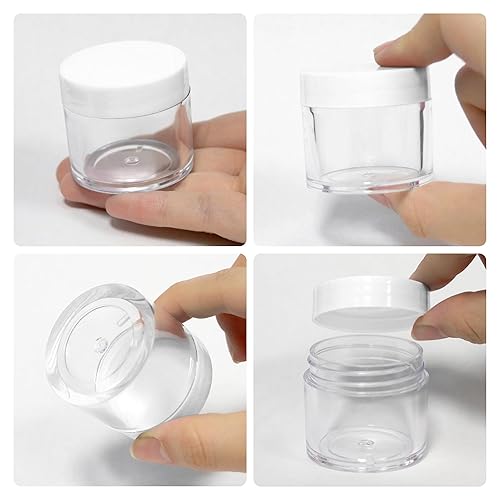 Vista 3 de Tarros transparentes Beauticom con tapas blancas, 12 unidades, 1 onza