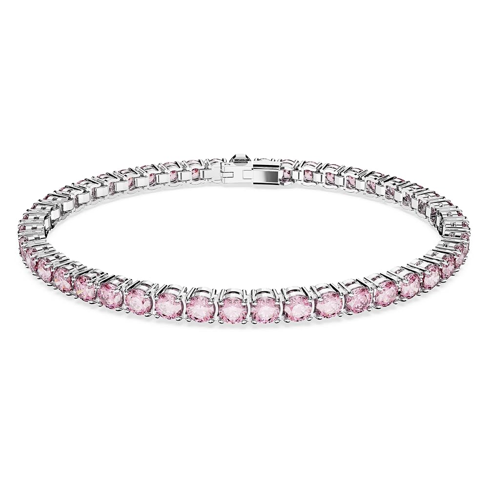 Swarovski Bracelet Matrix Tennis rose, métal rhodié