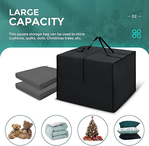 Miniatura 3 de Bolsa de almacenamiento de cojines para exteriores, 32 x 32 x 24 pulgadas, bolsa de almacenamiento para cojines de patio, tela Oxford 420D