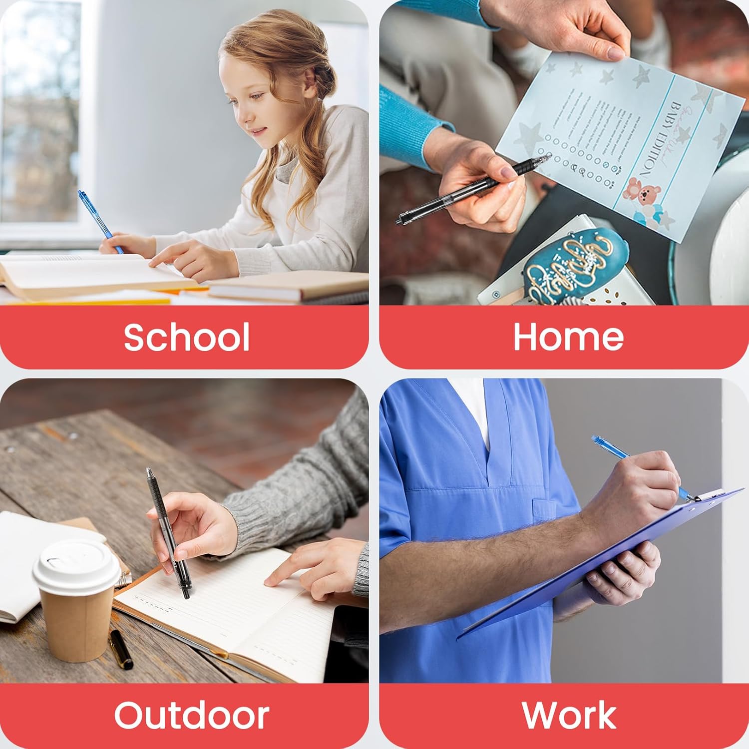 Sooez 120 Pack Pens Bulk, Smooth Writing Ballpoint Pens with Soft Grip, Retractable Black Ink Pen, Medium Point 1.0mm Pens Ballpoint for Journaling, Writing, Nurse, Server, Note Taking