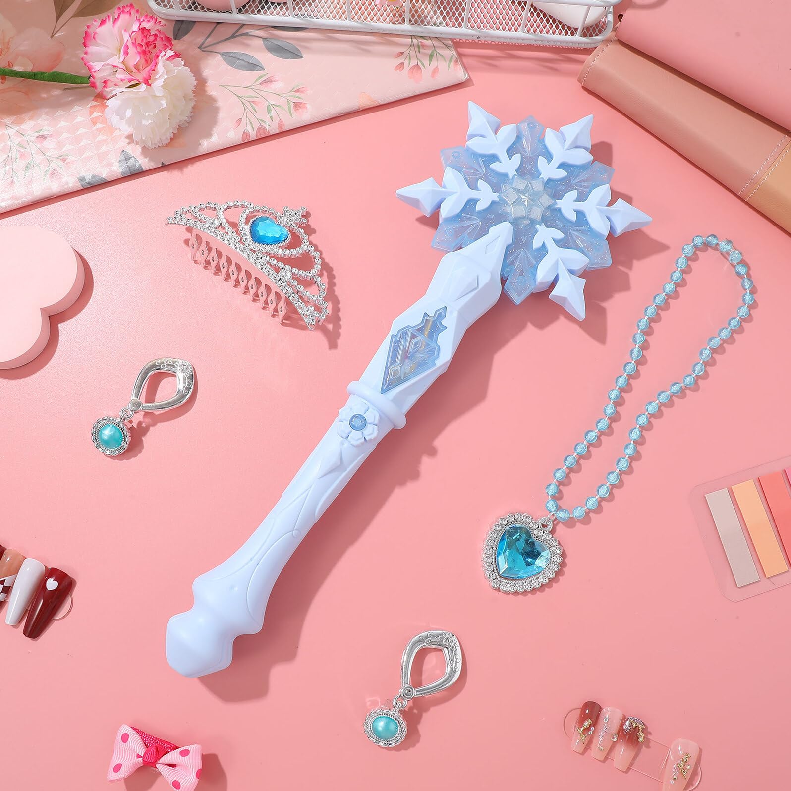 KOMBIUDA Bastone Magico Luminoso Blu per Ragazzo Ragazza, Giocattolo Sicuro in Plastica Luci Lampeggianti, Facile da Trasportare, per Feste e Regali Compleanno Bambina