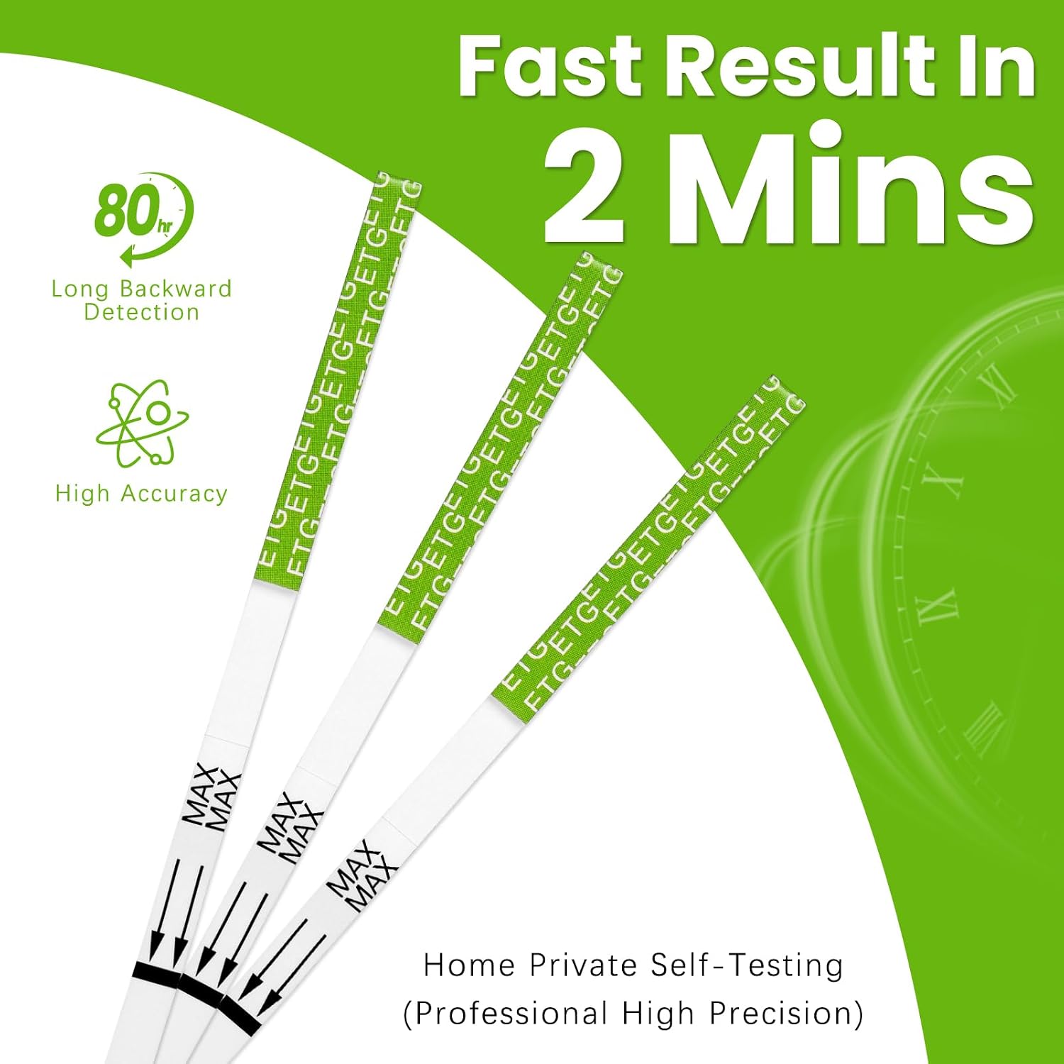 ETG Alcohol Testing Strips with 10 Disposable Urine Cups, Rapid Results in 2 Minutes, 24 to 80 Hour Detection Window, 10 Pack