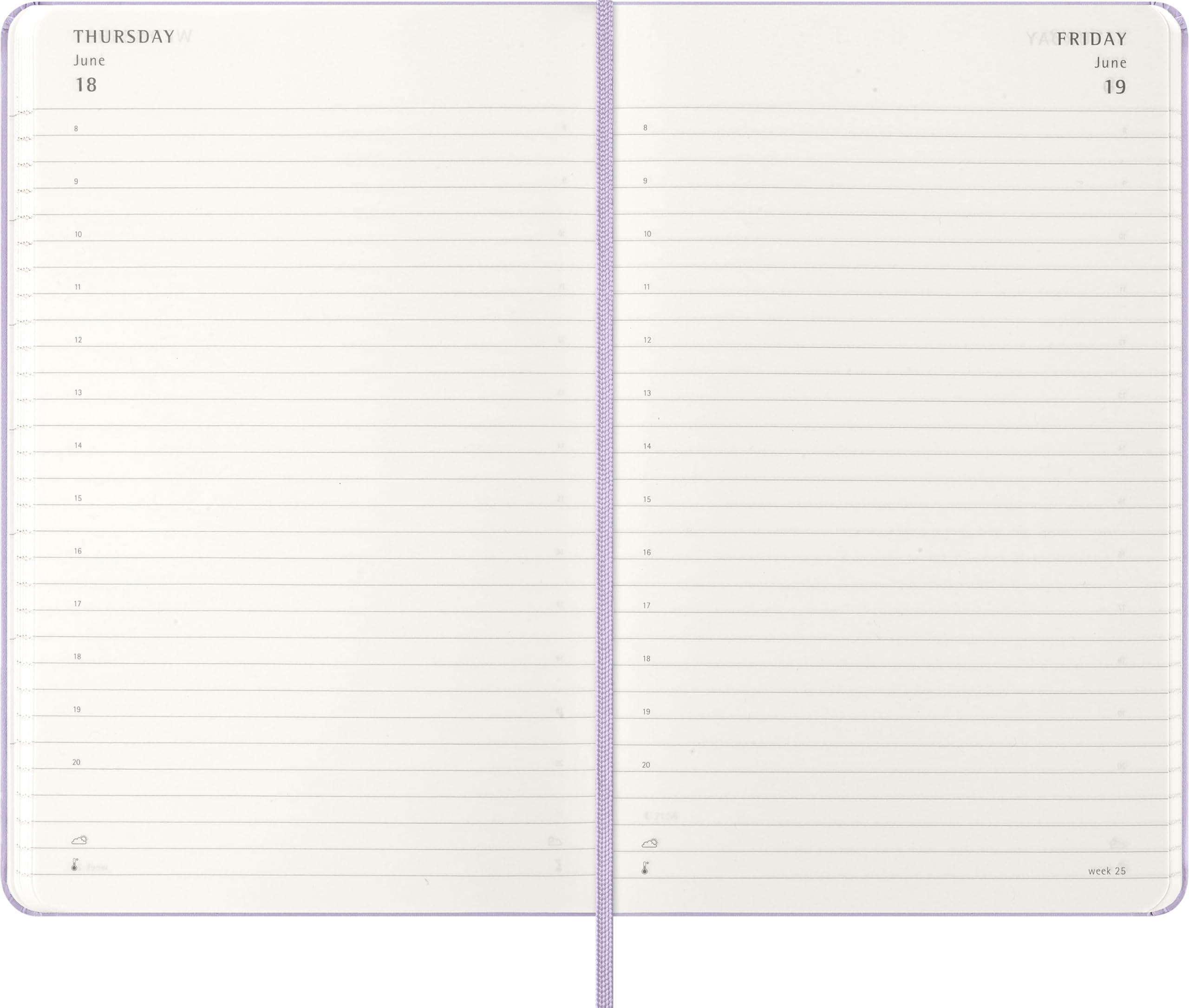 AGENDA DIARIA 2026 LARGUE LILA PASTEL TAPA DURA