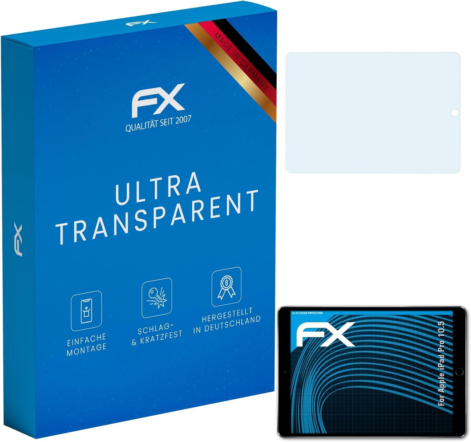 atFoliX Screen Protection Film compatible with Apple iPad Pro 10.5 Screen Protector, ultra-clear FX Protective Film (2X)