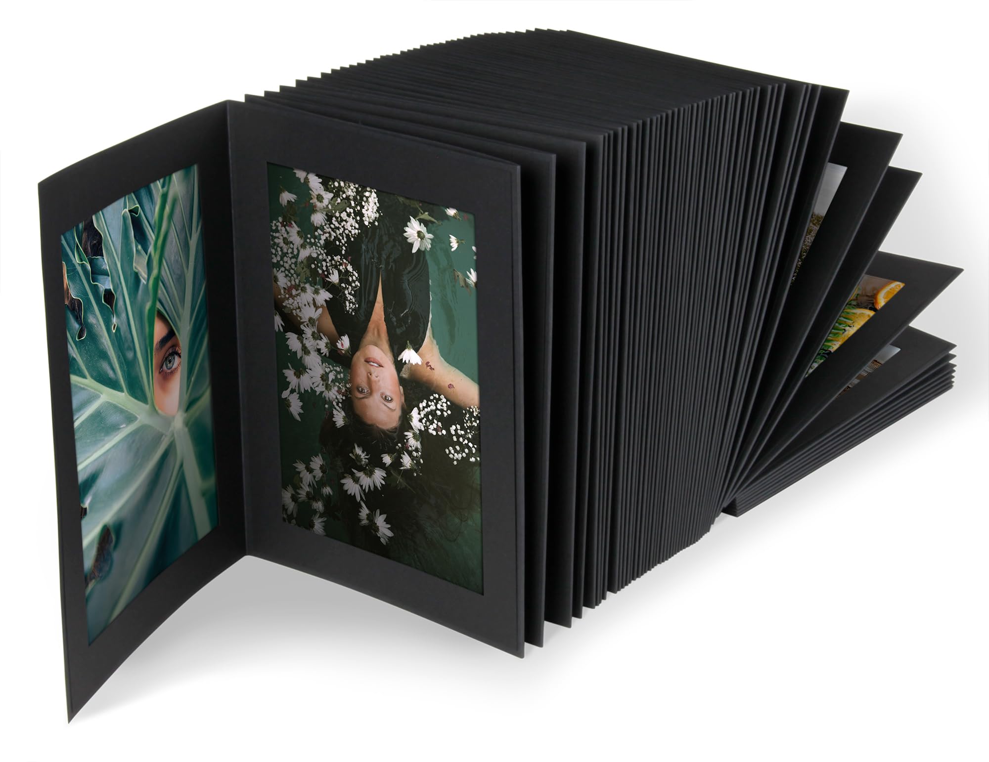 100 Stück Endlosleporello Leinen schwarz für Bilder 13x18 cm nach Bedarf teilbar für Fotosammlungen, Geburtstage, Jubiläum