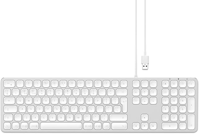 Satechi Aluminum USB Wired Keyboard with Numeric Keypad - Compatible with iMac Pro/iMac, 2020/2019/2018 iPad Pro, MacBook Pro/Air, 2020/2018 Mac Mini and MacOS Devices
