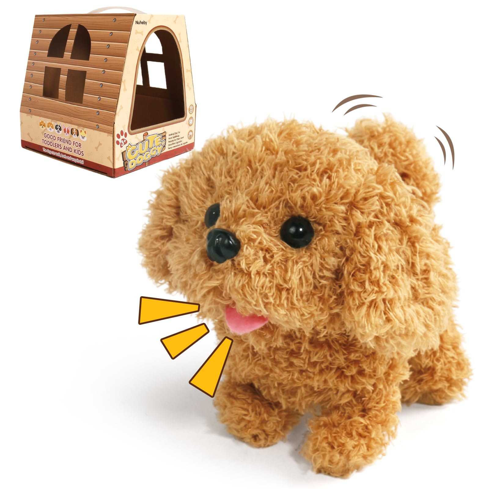 Perro Juguete Que Anda y Ladra,Interactivo Puppy Animales de Juguete Pets Perro Peluche Realista Regalos Juguetes Niños Niñas 3 4 5 Años(Marrón)