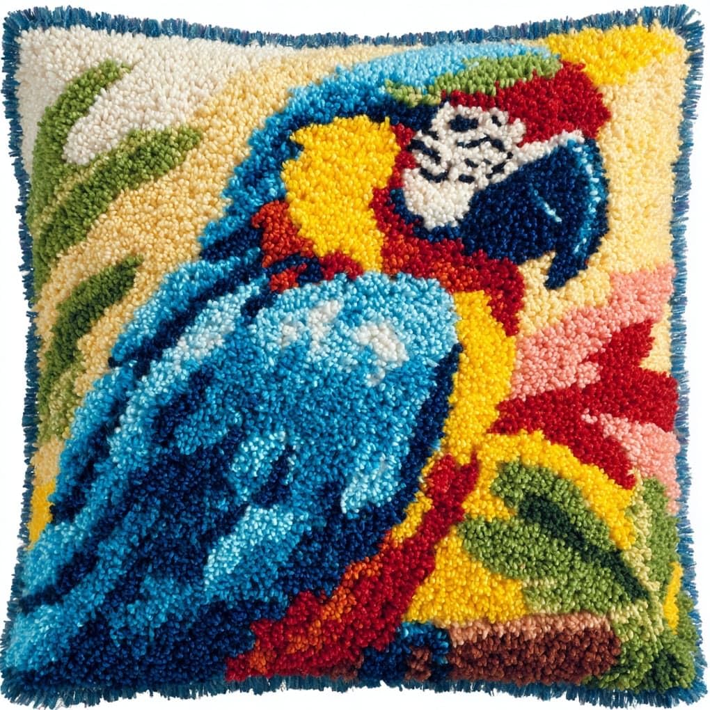 WallustrioaW Latch Hook Kit 43x43cm,Parrots