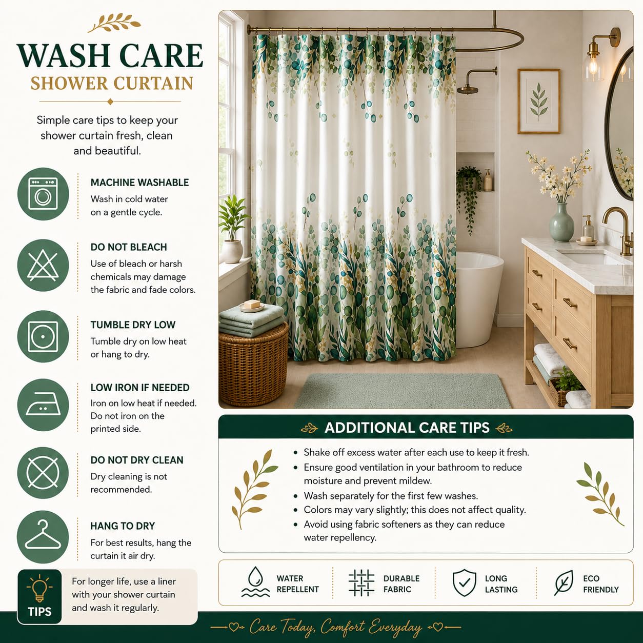 Leaf Shower Curtain - Waterproof & Colorful -5