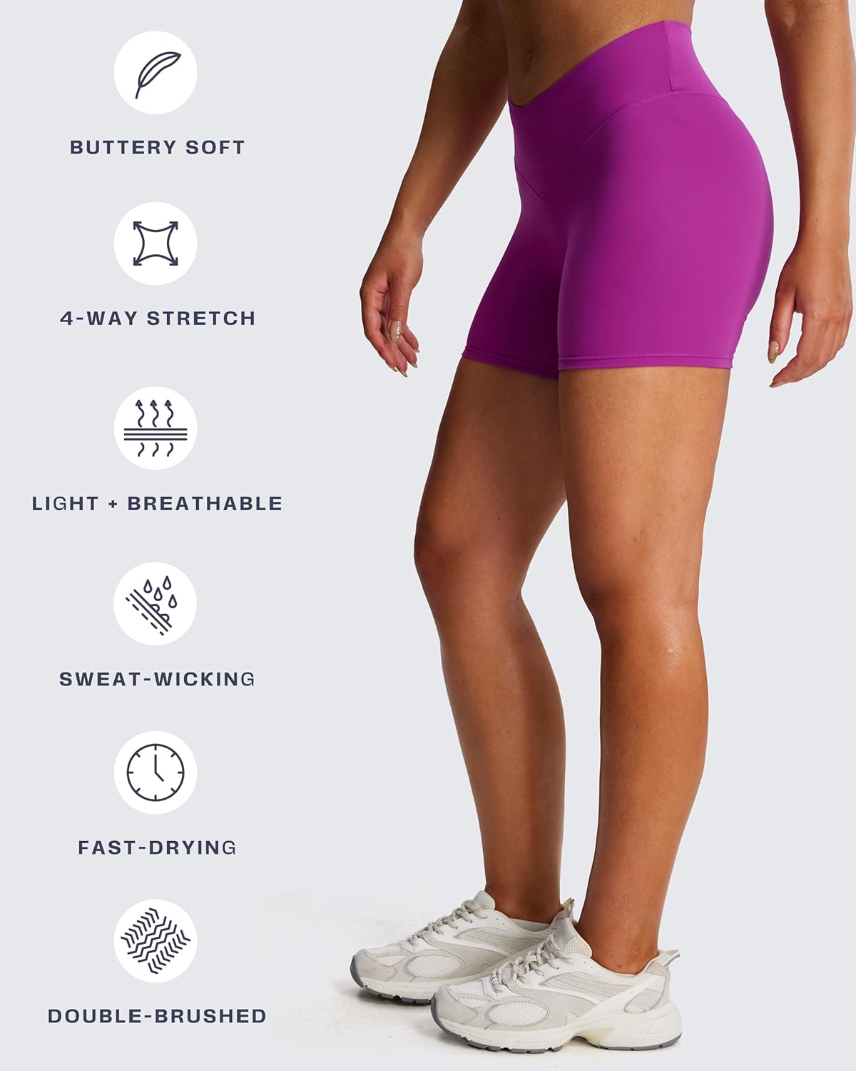 Aoxjox Vanity Workout Biker Shorts for Women V Waist Tummy Control High Waisted Hidden Scrunch Running Yoga Short 4.5" - Image 5