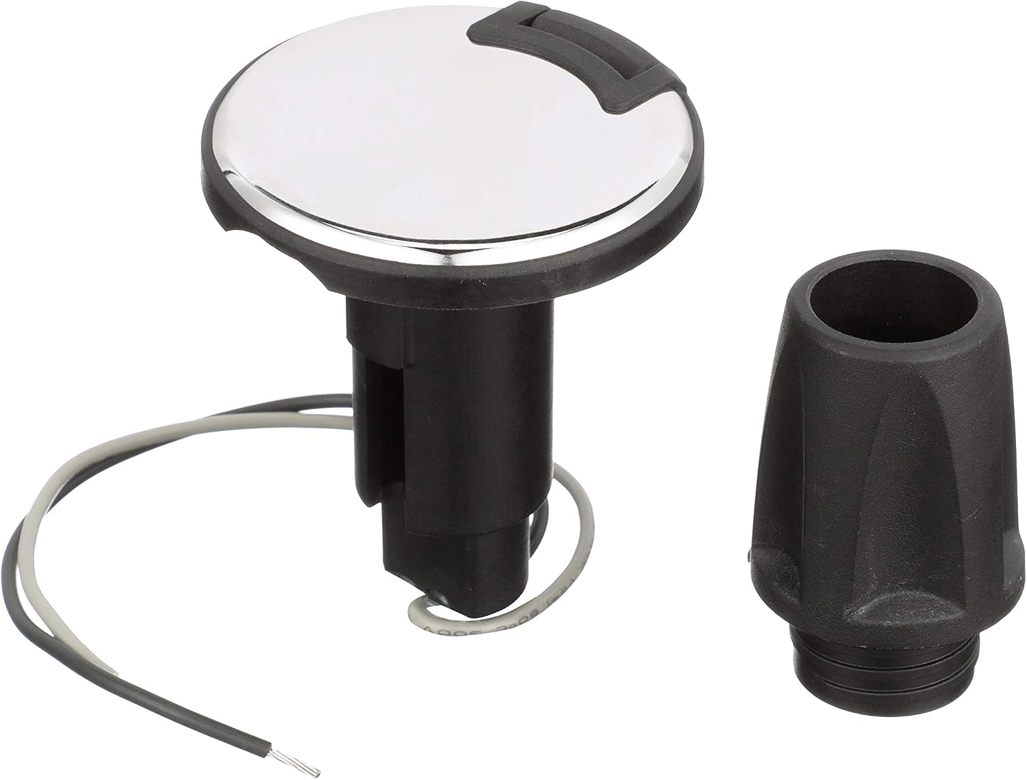 attwood LightArmor 910R Series Round Plug-In Light Base — For All-Around Pole Light, 2-Pin, Black Stainless Cover, 910R2PSB-7