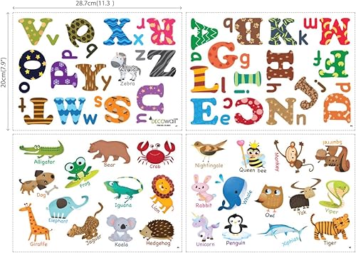 Miniatura 6 de DECOWALL DS-8001 - Calcomanías de pared para niños con alfabeto y animales, calcomanías de pared extraíbles para niños, guardería, dormitorio, sala