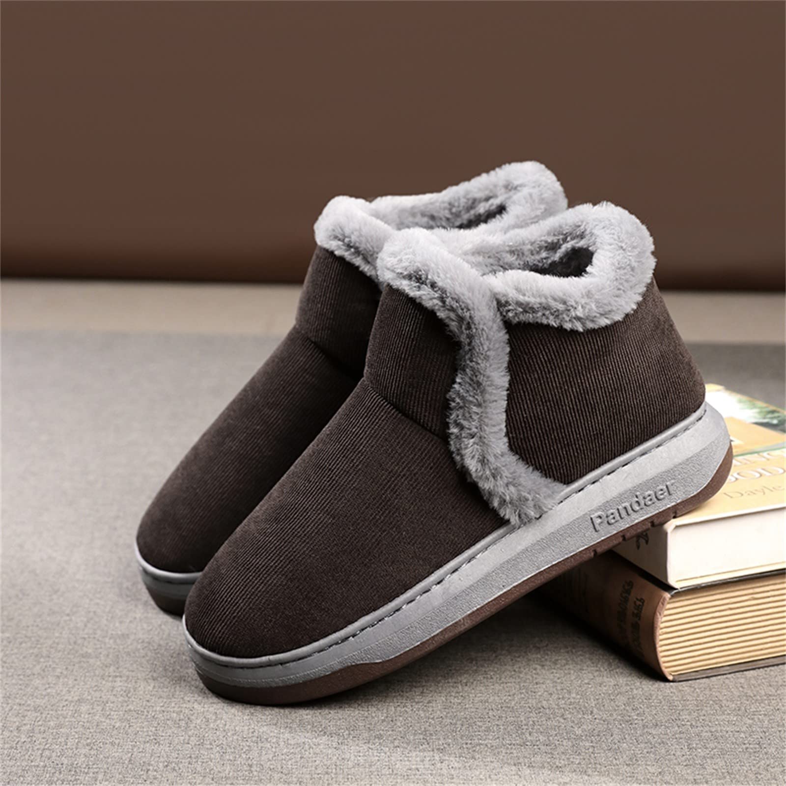 Zapatillas de estar por casa para hombre impermeables | Zapatos térmicos cómodos zapatos planos con forro cálido | Botas de algodón de felpa de ante botas de invierno | Zapatos de invierno para