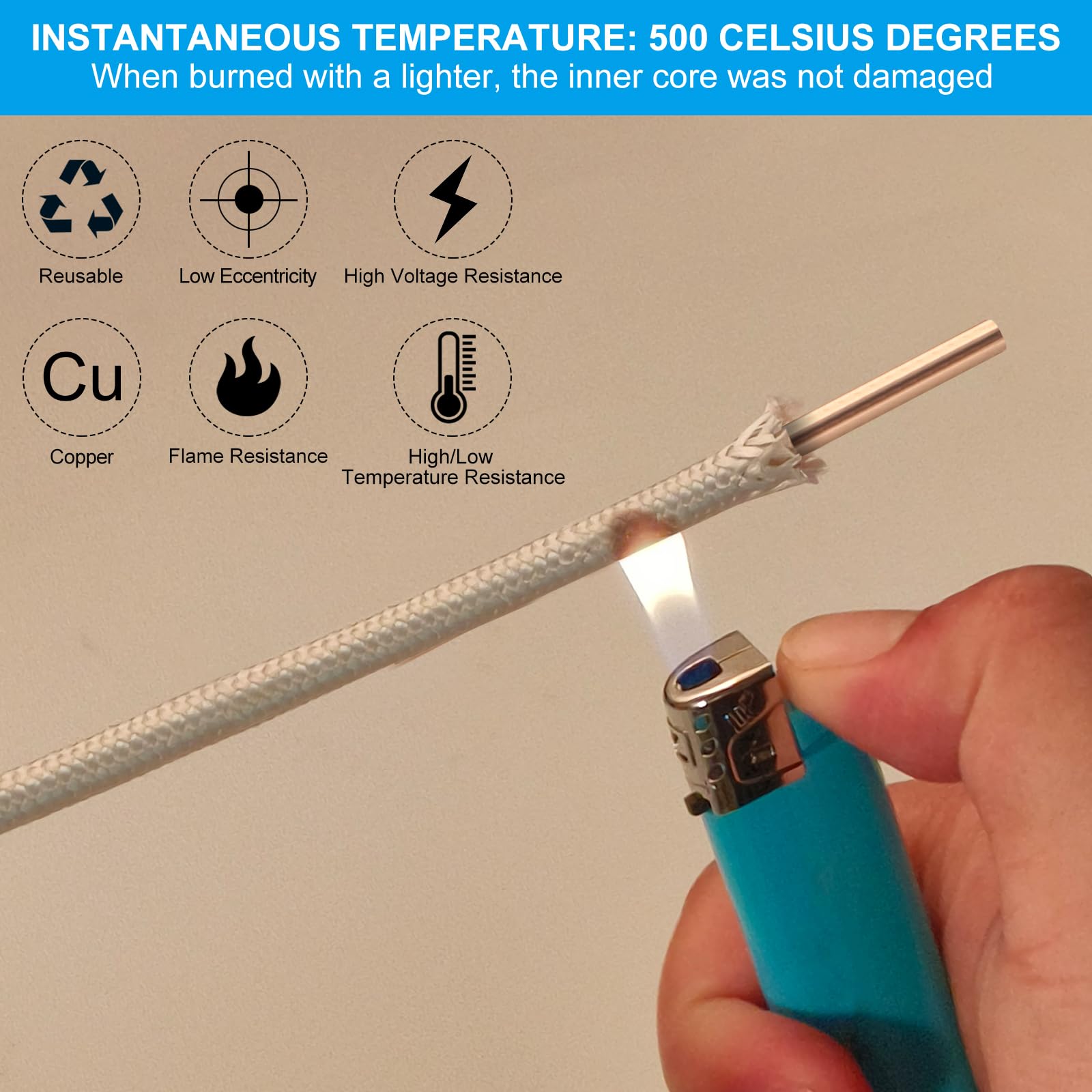 PATIKIL 49.2 Pies 11AWG Cable Eléctrico De Alta Temperatura, -76 A 932 Grados Fahrenheit Mica Fibra De Vidrio Cable Eléctrico Sólido Aislado Resistente Al Calor Cable Monoconductor