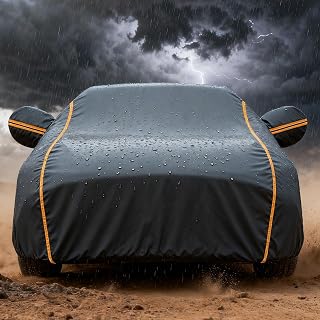 Waterproof car Cover Custom Fit for Mercedes Marco Polo Horizon,Outdoor Full Cover,All Weather Protection Car Cover,Rain Snow Dust Protection,with Zipper & Reflective Strips/Black-Orange