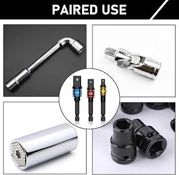 Impact Grade Socket Adapter Set, Extension Bit 1/4, 3/8, 1/2 Wrenches Drill Bit Hex Adapters High Speed Nut Drill for Cordless Drills Screwdrivers DIY Tools for Men Mechanics Handymen Gift Ideas