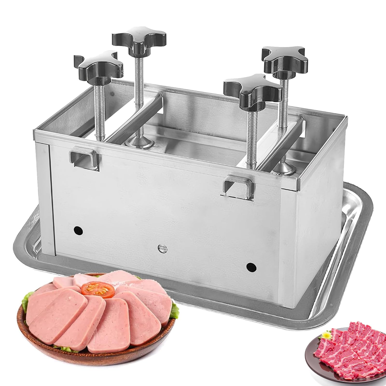 Herramienta de prensa de carne, caja de molde de acero inoxidable con presión de doble tornillo, capacidad de 3 kg, ideal para hamburguesas rellenas, deslizadores y barbacoas