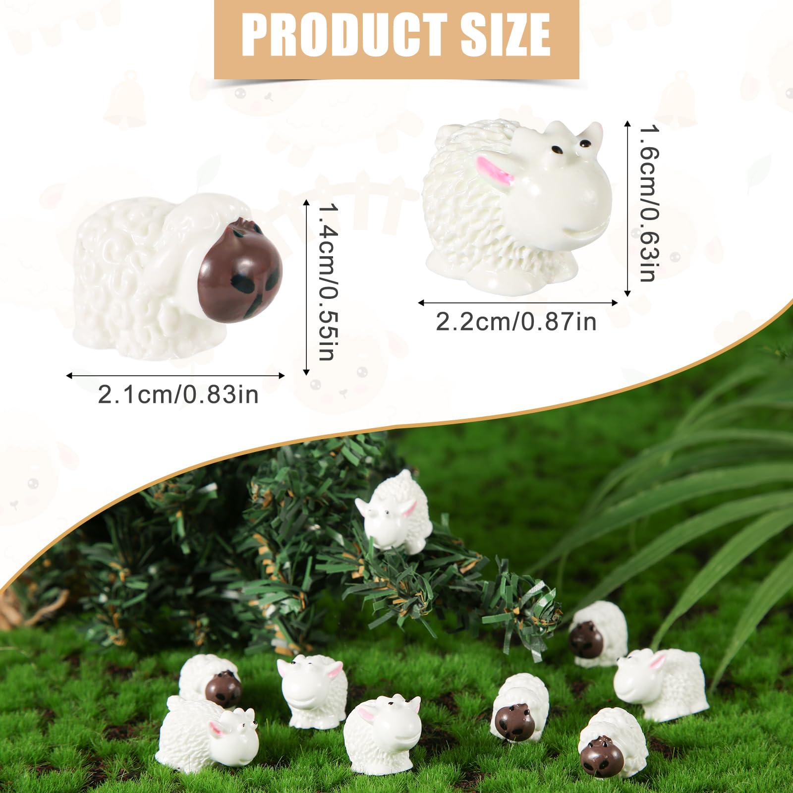 BLMHTWO 30 Mini Statuette Di Pecore In Resina - 1,6 Cm - Per Giardino Delle Fate, Casa Delle Bambole E Decorazione Torte