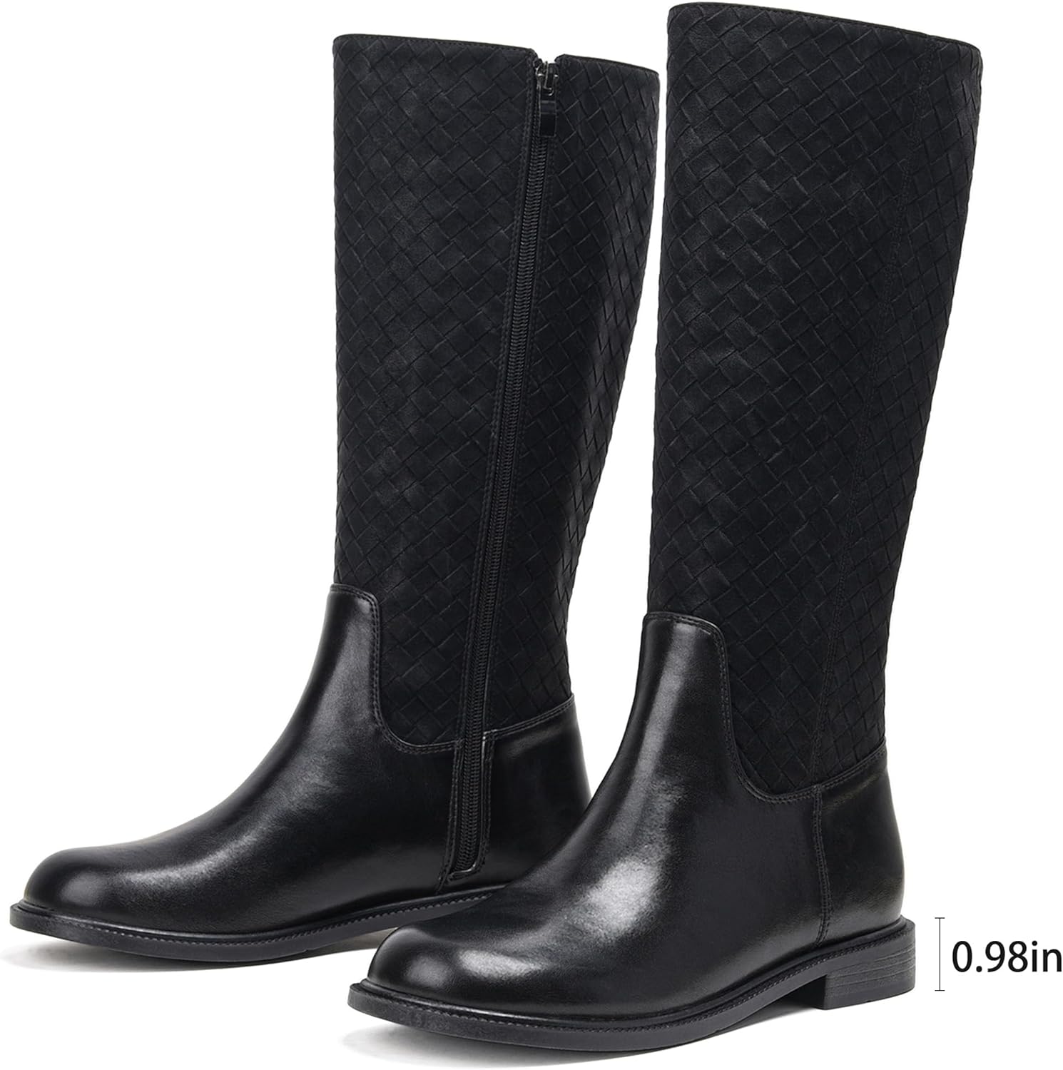 Women's Knee-High Square Toe Chunky Heel Boots: Comfortable Low Block Heel, Casual Fashion Long Boots for Wide Calf