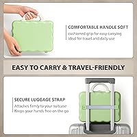 Vista 4 de Estuche de viaje de maquillaje rígido portátil de 14", Verde+blanco