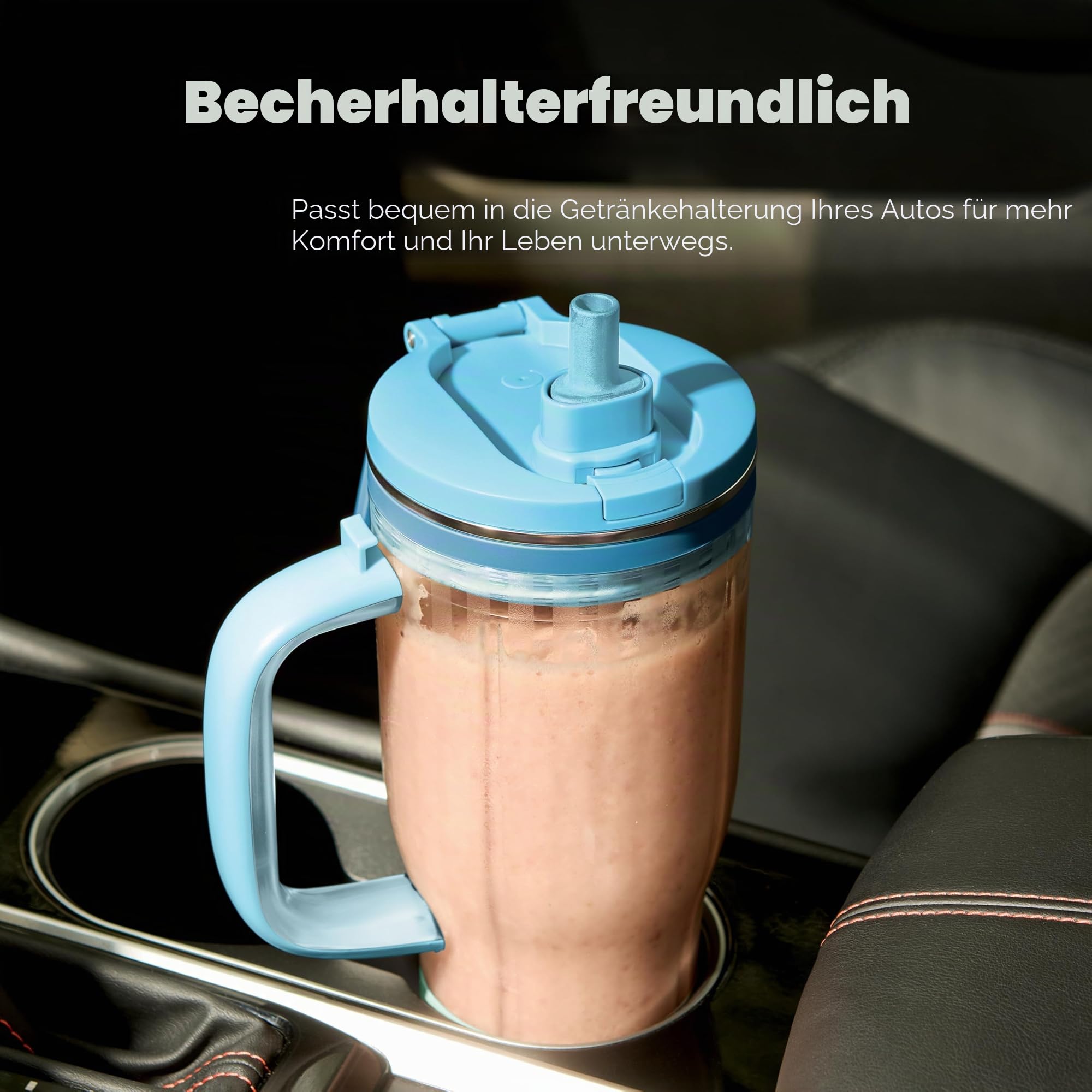 Ninja Blendboss Persönlicher Entsafter für Smoothies und gefrorene Getränke, 670 ml, Reisebecher mit auslaufsicherem Deckel, Trinköffnung und abnehmbarem Strohhalm, Auto-iQ-Technologie, 1200 Punkte