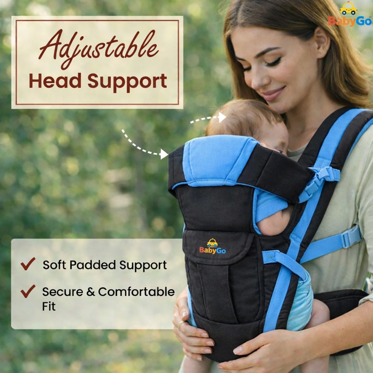 BabyGo Kid Seat Baby Hip Carrier 4-in-1 Adjustable Baby Carrier Cum Kangaroo Bag|for 6 to 24 Months Baby|Newborn to Toddler Carrier|Safety Belt & Buckle Straps|Up to 15 Kgs (Black & Blue) 1