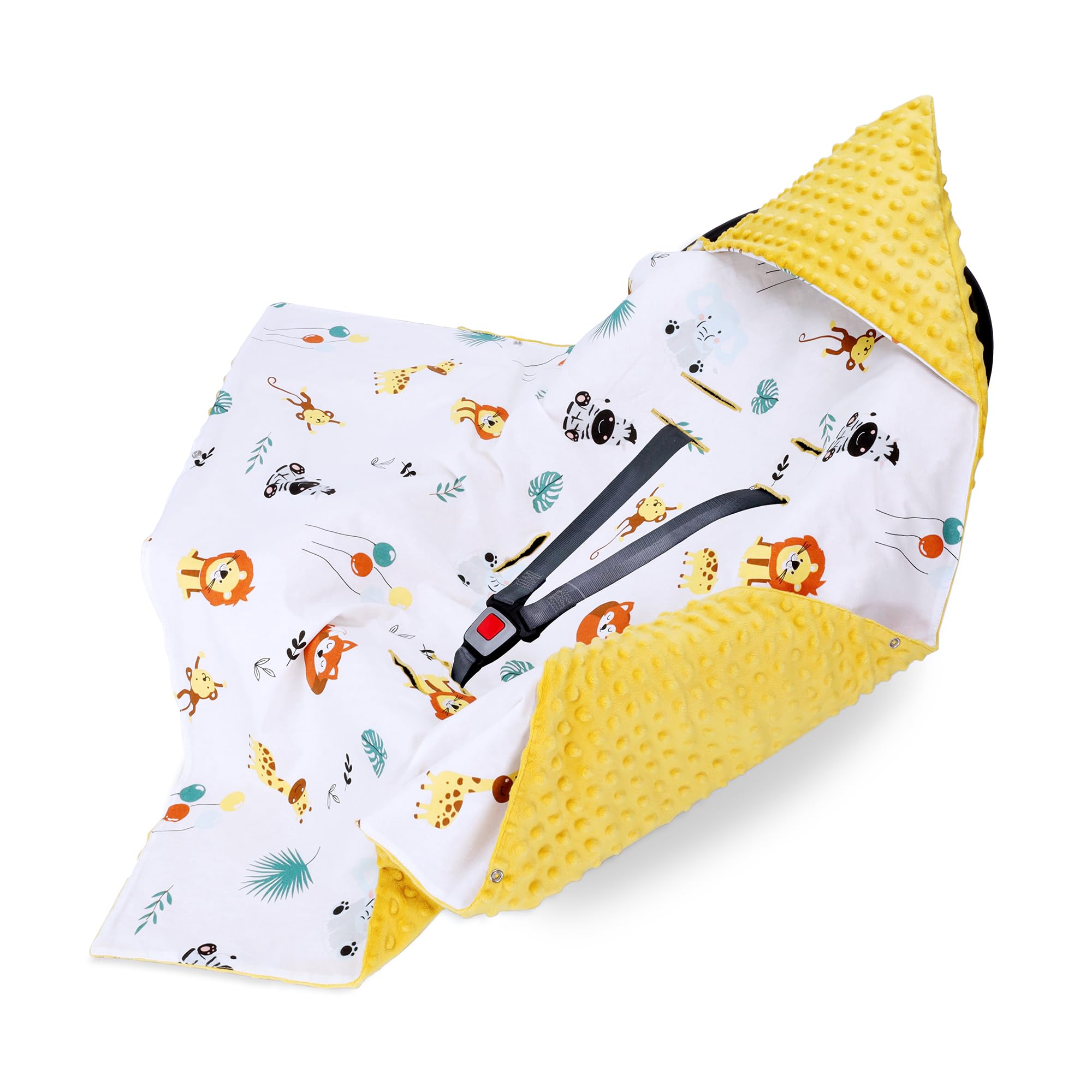Totsy Baby Coperta per passeggino 90 cm x 90 cm - per ovetto universale, per seggiolino auto in cotone coperta per tutte le stagioni Caramella safari