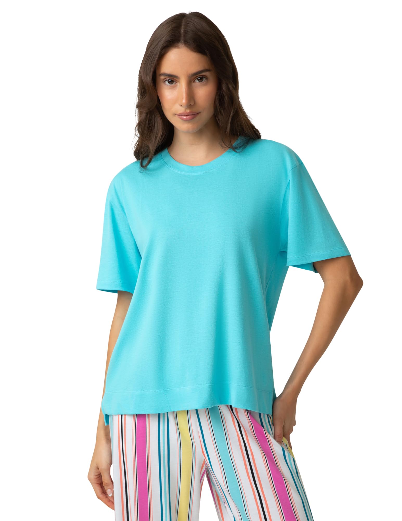 HUE Women's Summer Vacation Pajama Separates, Soft, Whimsical Print Pjs with Tropical Beach Themes, Flip Flops, Cocktails