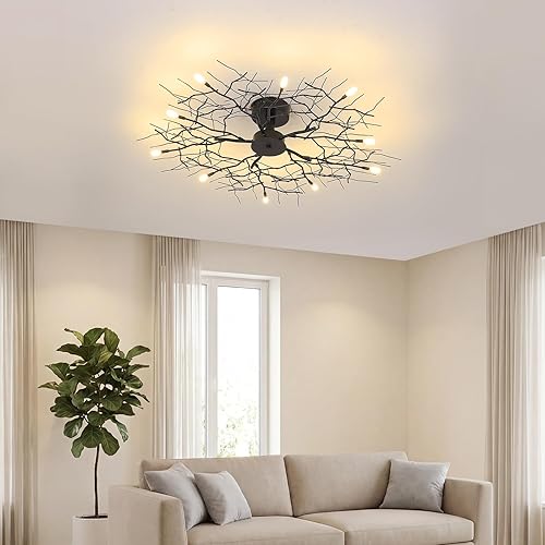 Miniatura 3 de Modernas Luces de Techo LED de Rama de Árbol en Hierro para Sala de Estar y Dormitorio, Candelabros para Decoración del Hogar, Luminarias