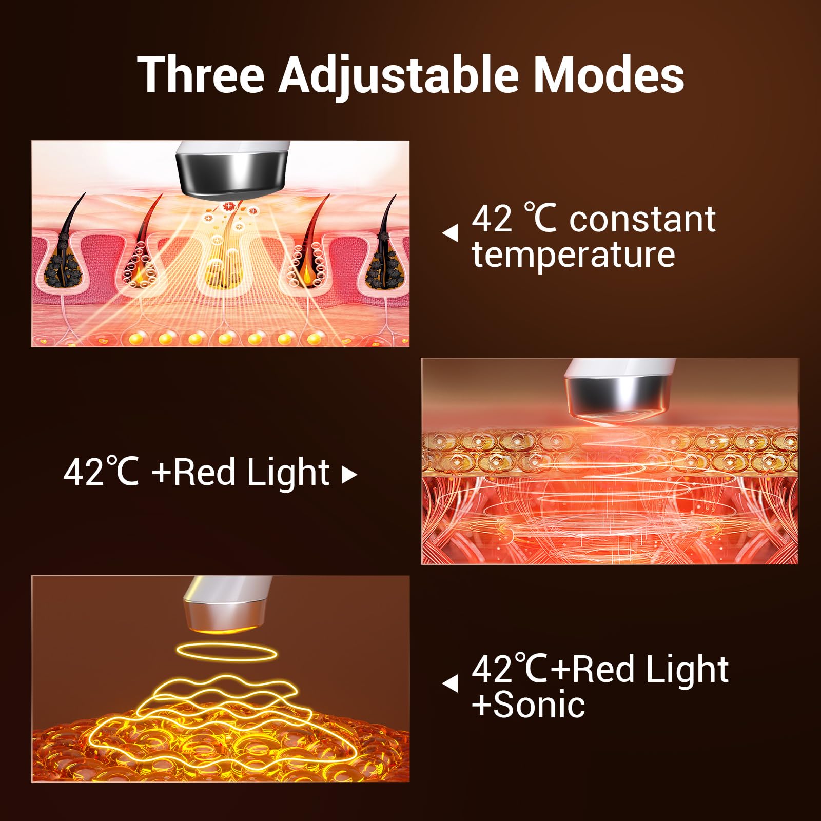 TOUCHBeauty Ultraschall Augenmassagegerät mit Wärmefunktion, Rot LED Lichttherapiegerät Augencreme Booster Augenring Tränensäcke Entferner USB-Wiederaufladbare Anti Aging Massagegerät Faltenentferner