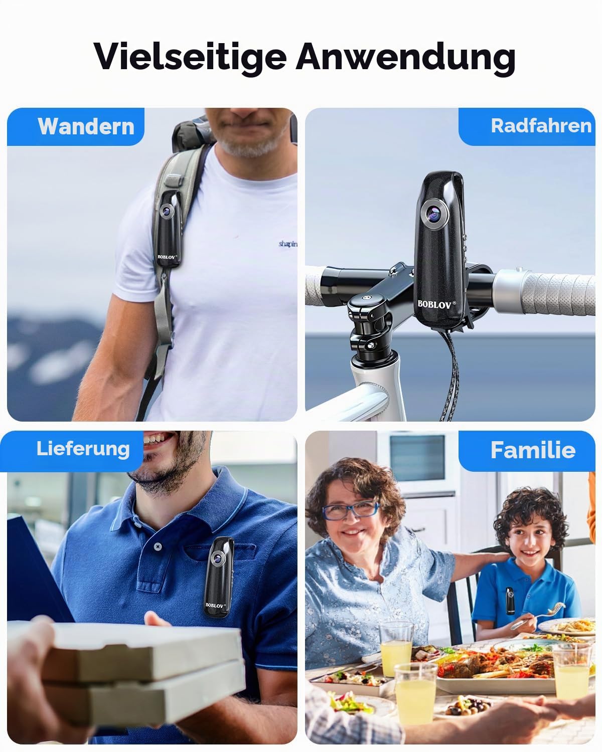 BOBLOV 007 Mini Kamera, 1080P Full HD Bodycam, Körperkamera, Camcorder für Polizei/Motorrad/Fahrrad/Sport (007, mit 32 GB TF-Karte)