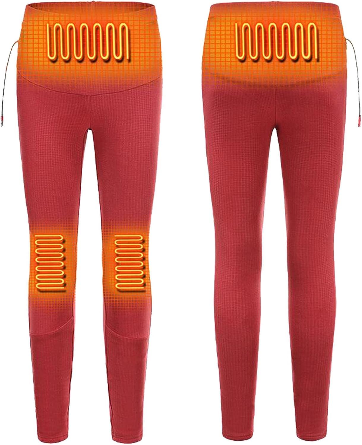 Heated Pants for Women Men Thermal Underwear Pants Electric Thermal Underwear Pant Outdoor Sport Heated Leggings,L,Red
