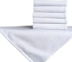 Pano de Prato Liso Alvejado Kit com 12 Unidades Acabamento nos 4 Lados - Em Algodão Sem Estampa, Ideal para Artesanato Gourmet (68x50cm)