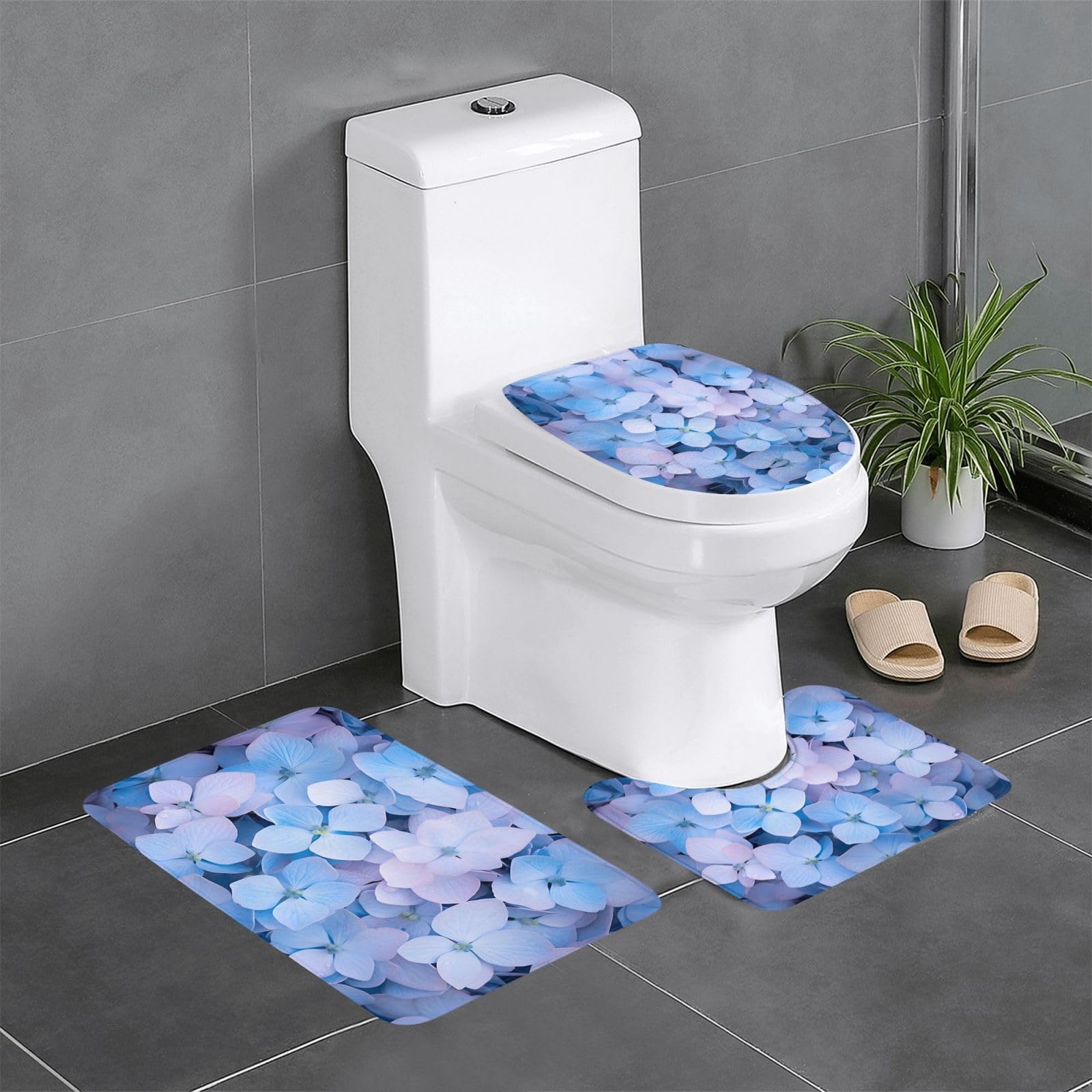 Tapis de salle de bain antidérapant hortensia pour éviter les chutes