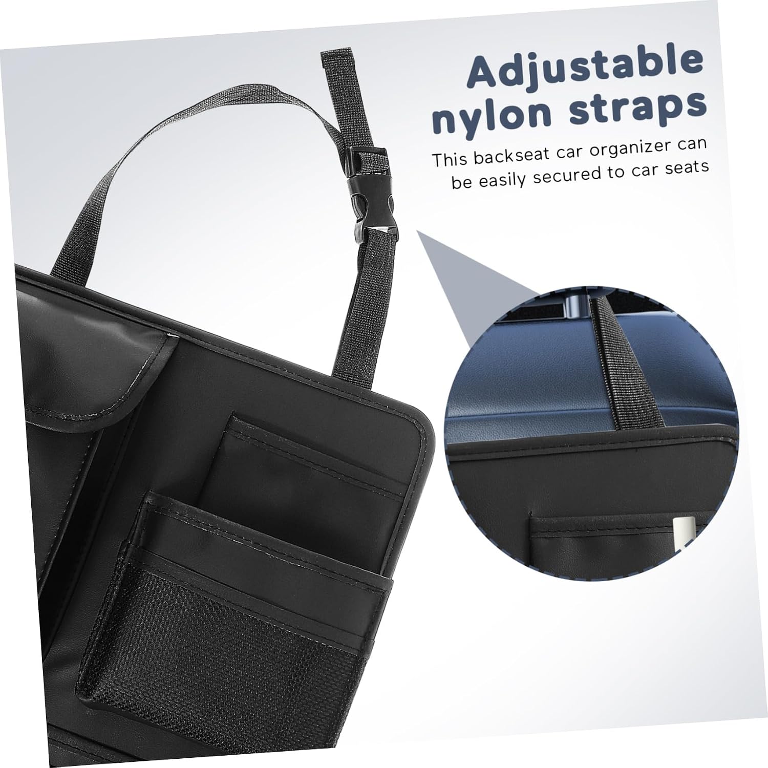 Backseat Car Organizer Seat Storage Seat Back Organizer for Snacks Bottles and Gadgets Durable Pu Material