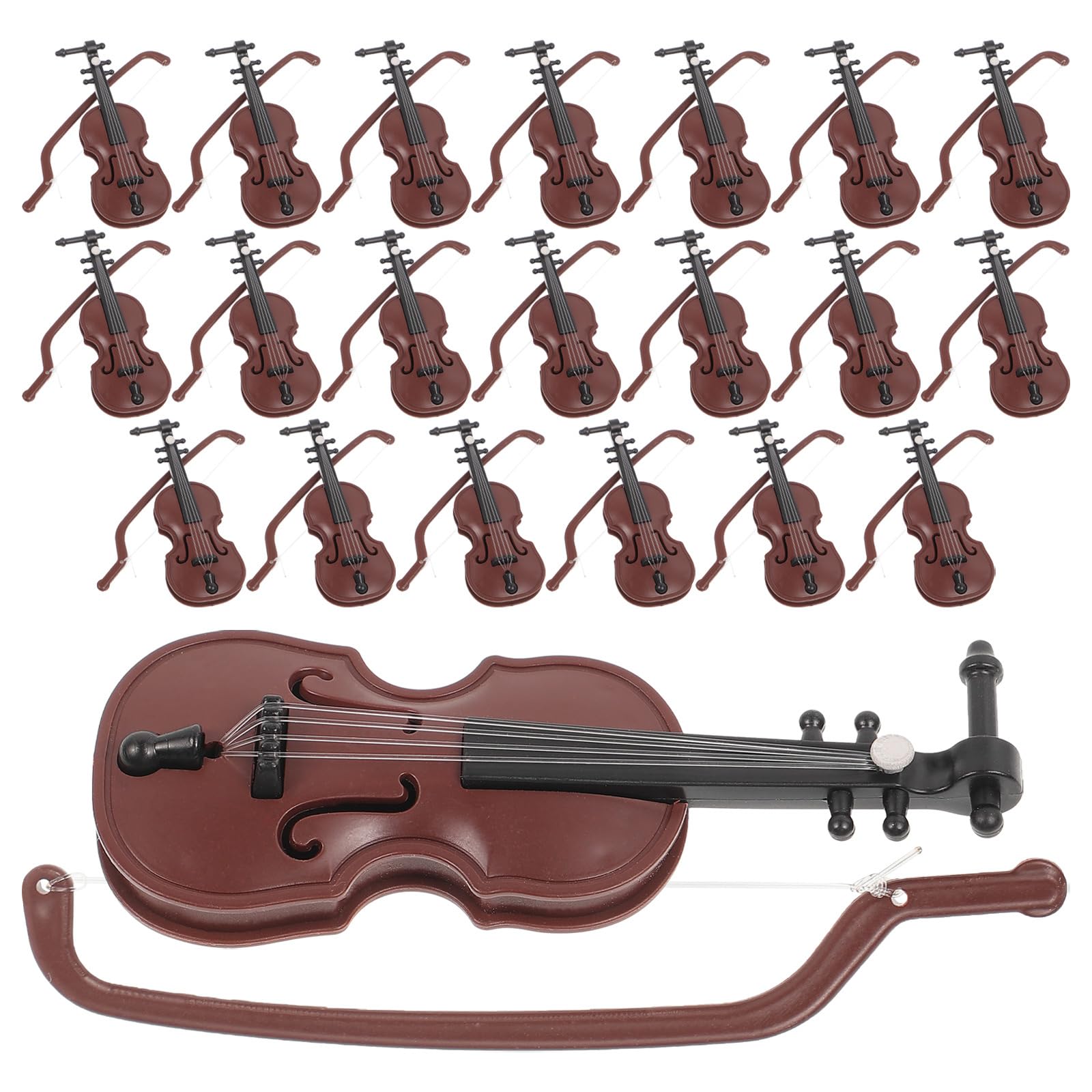 BESTOYARD 20Pcs Mini Violin Models - 3.34 Inch Plastic Tiny Musical Instrument for Dollhouse Decor, Christmas Decorations, and Holiday Party Adornments
