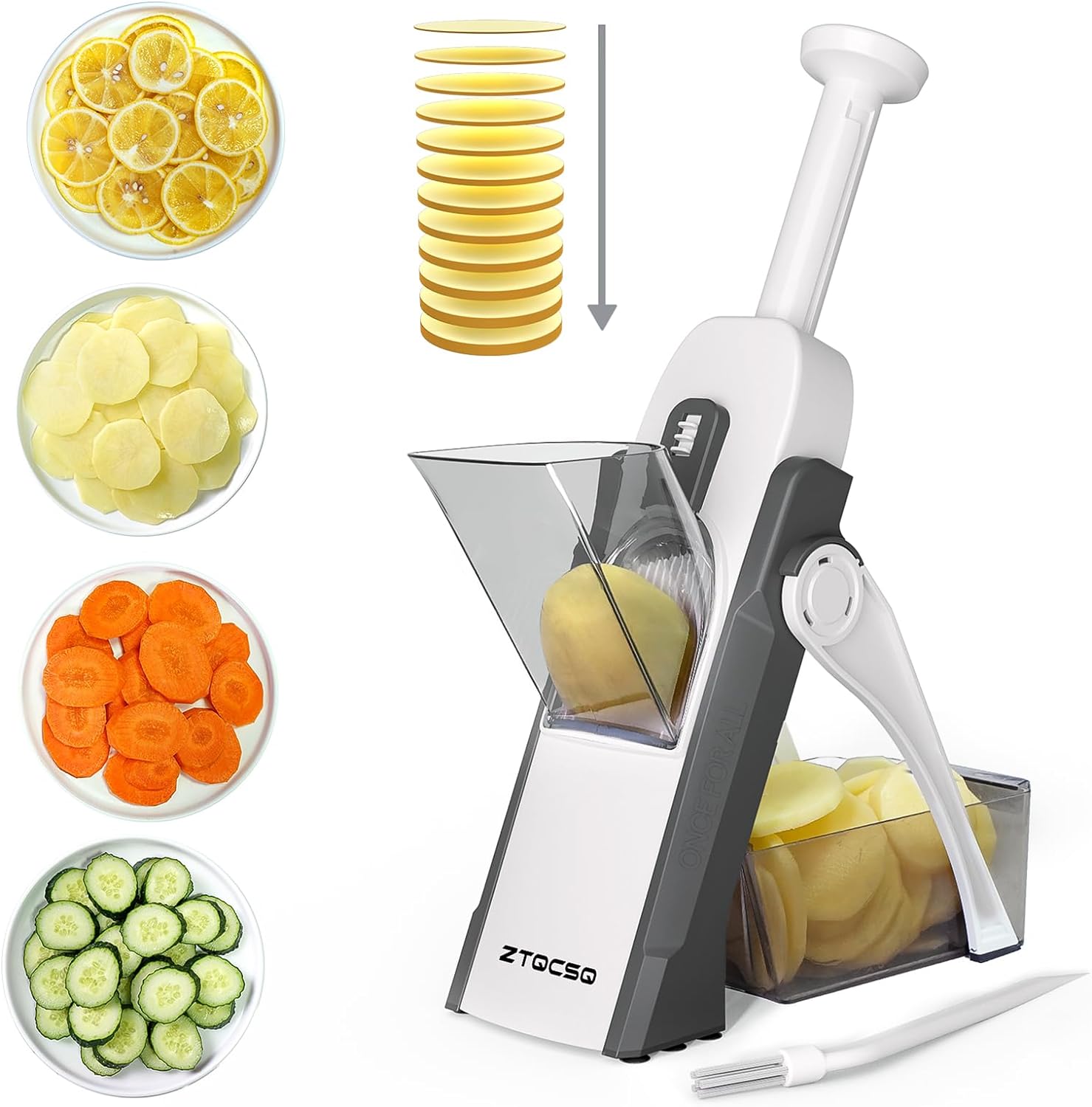 Safe Mandoline Slicer for Kitchen, Vegetable & Food Cutter, Thickness Adjustable 0.1-8 mm. Easy to Clean, Storage, Kitchen Faster Slice Artifact (Only Slice) (Gray) Safe Mandoline Slicer for Kitchen, Vegetable & Food Cutter, Thickness Adjustable 0.1-8 mm. Easy to Clean, Storage, Kitchen Faster Slice Artifact (Only Slice) (Gray)