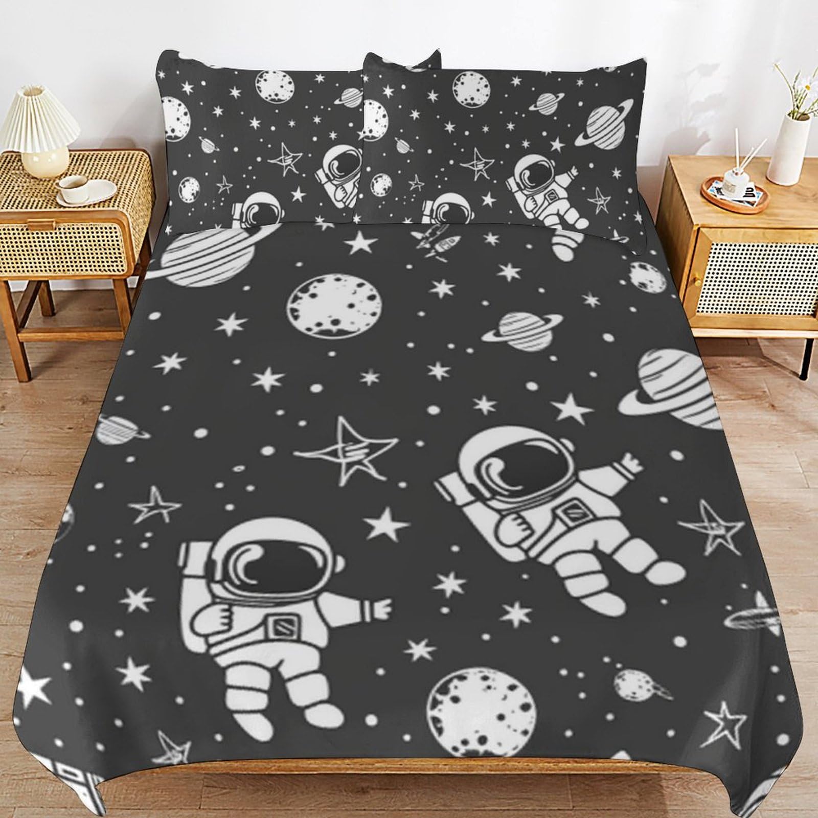 Funda nórdica de astronauta para niños y adolescentes con diseño espacial de cosmonauta